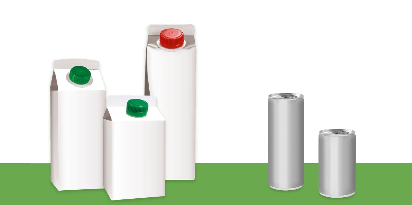 immer Bio Dosen- und Elopak-Gebinde (Illustration)